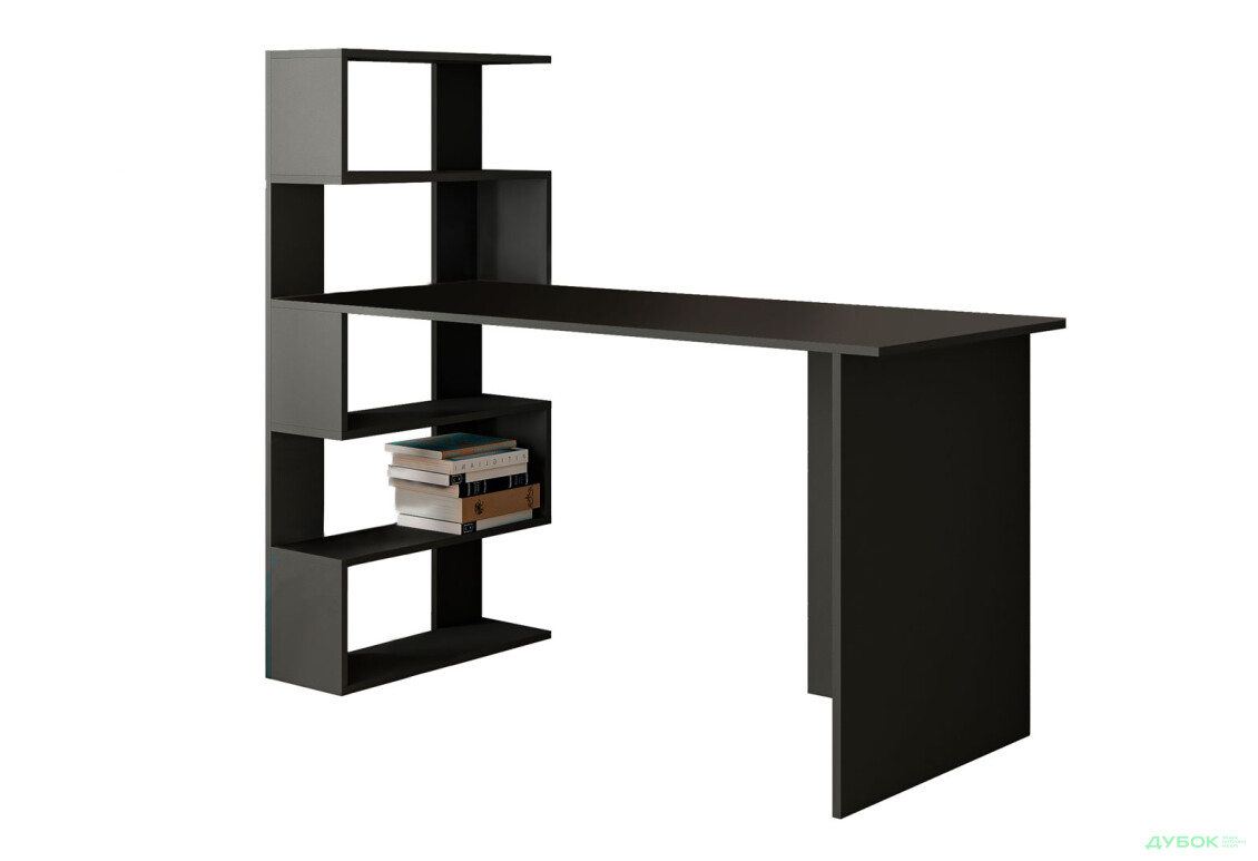 Стіл письмовий Moreli ST0024 142x60 см з боковими полицями зліва, антрацит