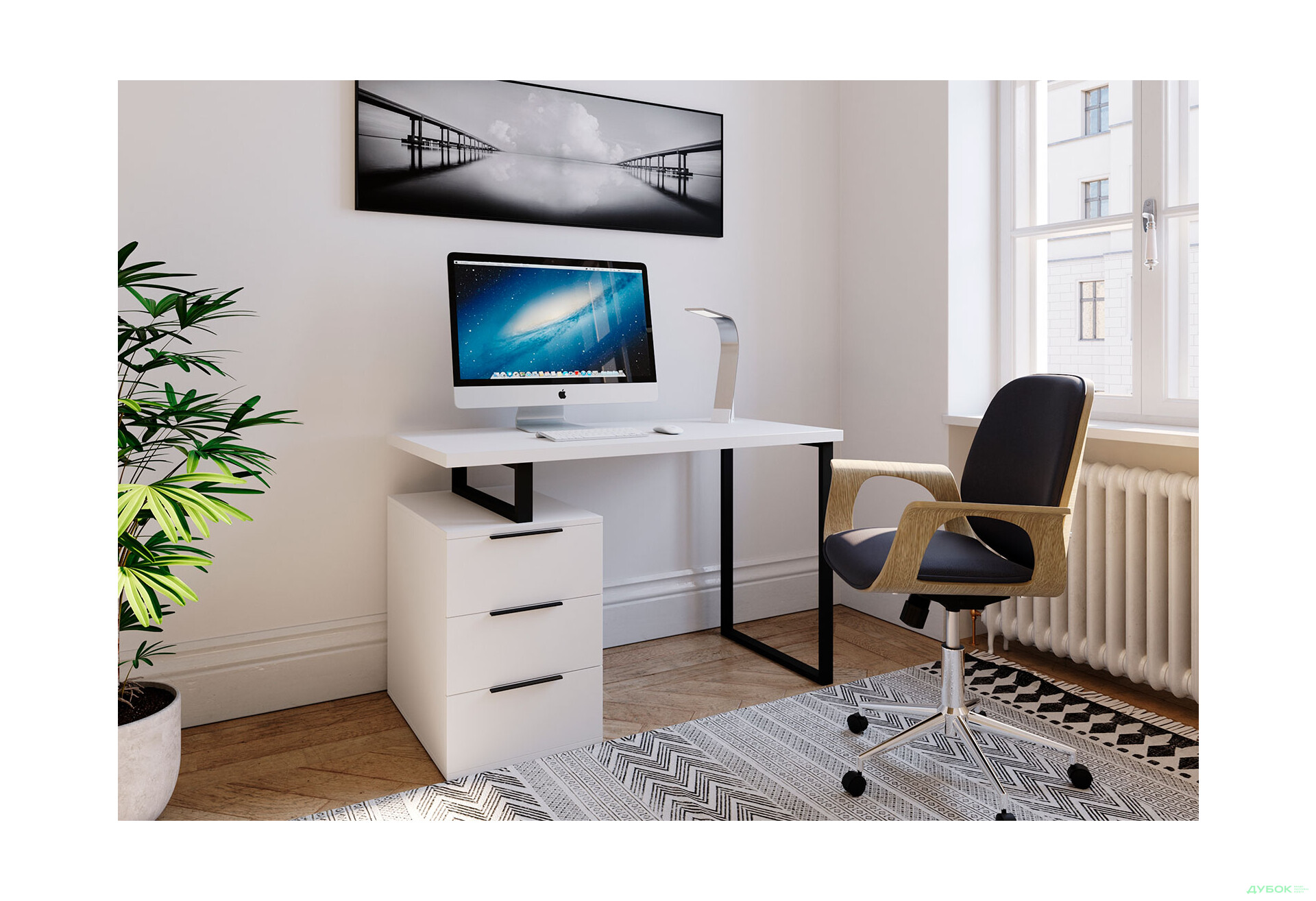 Стіл письмовий Moreli МХ0003 120x60 см з шухлядами, білий - Зображення 2 Зображення 2 - Стіл письмовий Moreli МХ0003 120x60 см з шухлядами, білий