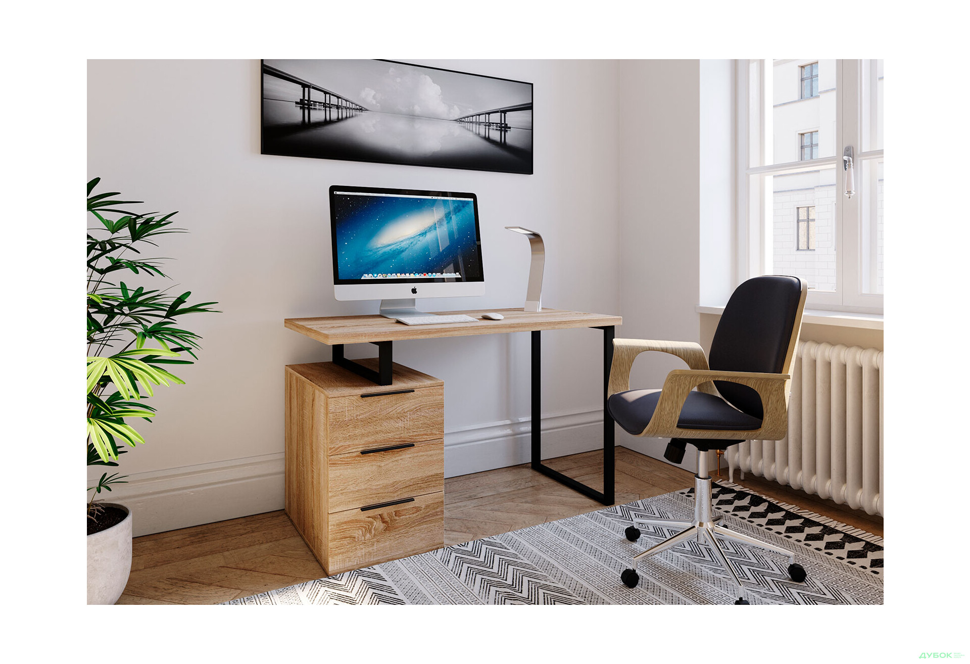 Стіл письмовий Moreli МХ0003 120x60 см з шухлядами, дуб сонома - Зображення 2 Зображення 2 - Стіл письмовий Moreli МХ0003 120x60 см з шухлядами, дуб сонома