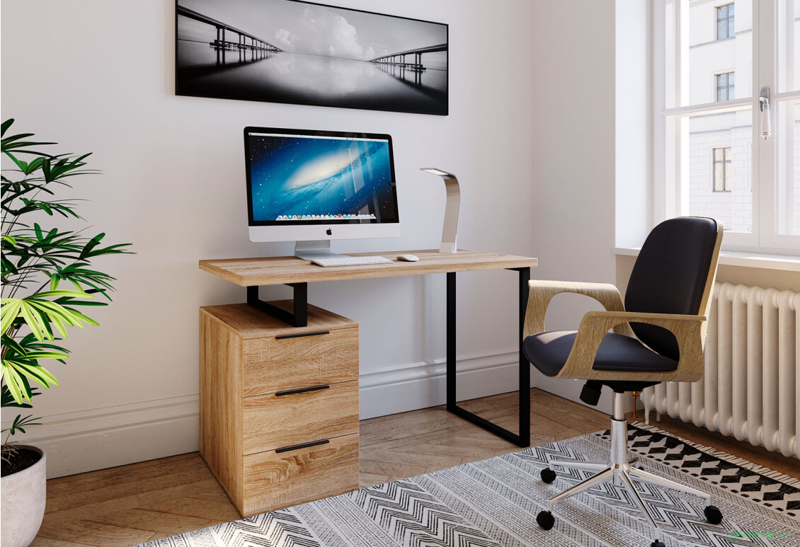 Стіл письмовий Moreli МХ0003 120x60 см з шухлядами, дуб сонома - Зображення 2 Зображення 2 - Стіл письмовий Moreli МХ0003 120x60 см з шухлядами, дуб сонома