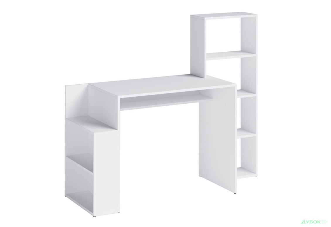 Стол письменный Moreli ST0025 144x50 см с надстройкой и полками, белый