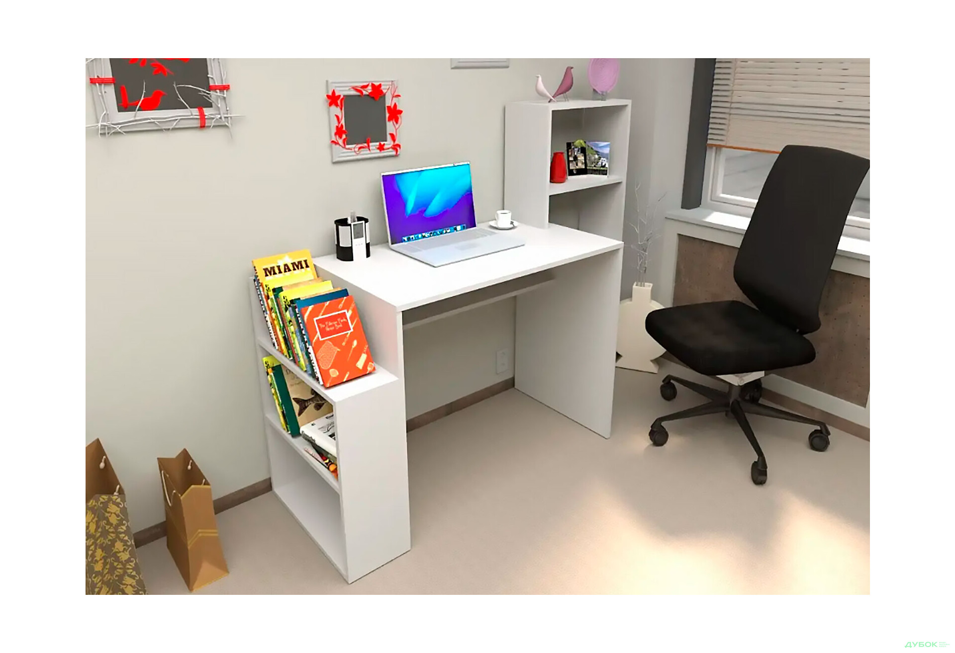 Изображение 2 - Стол письменный Moreli ST0025 144x50 см с надстройкой и полками, белый