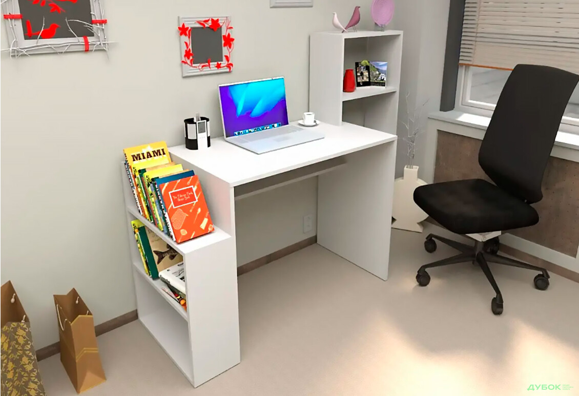 Изображение 2 - Стол письменный Moreli ST0025 144x50 см с надстройкой и полками, белый