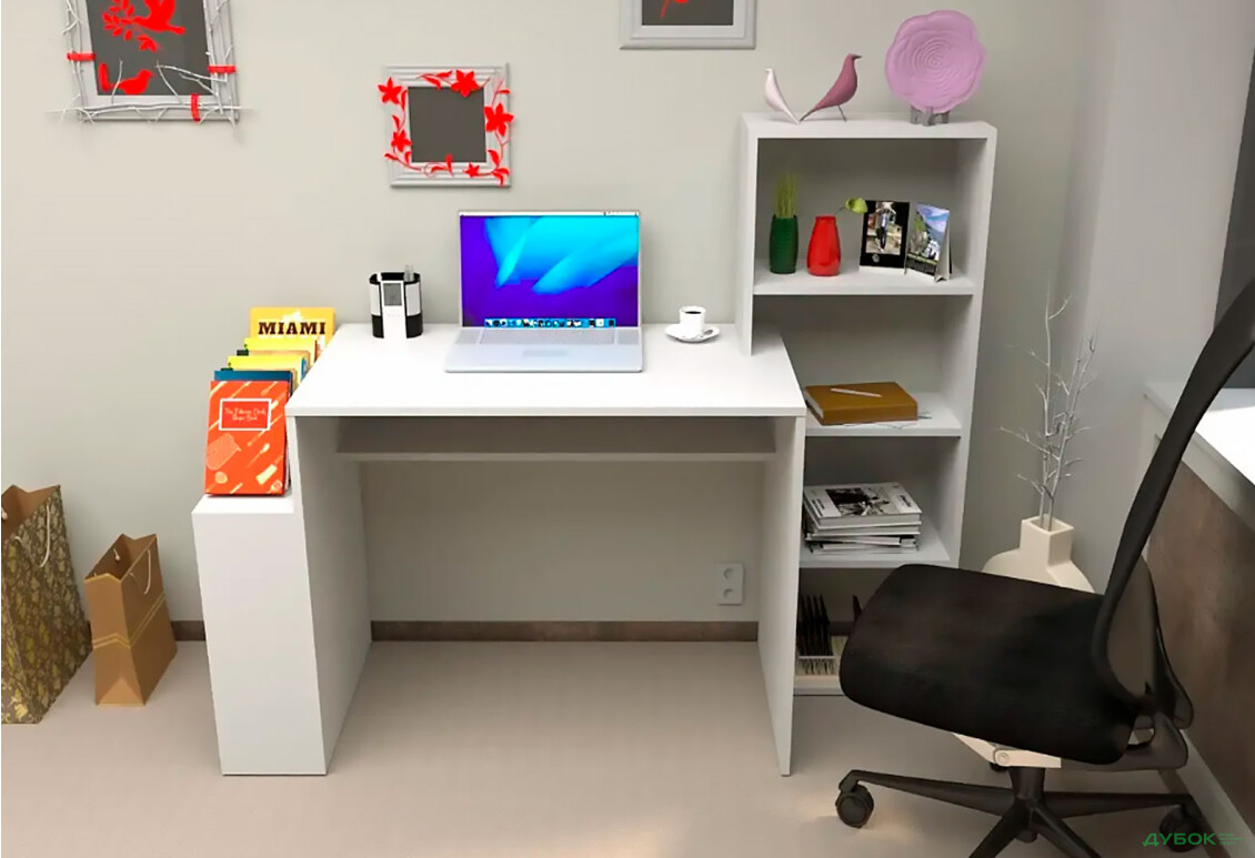 Изображение 3 - Стол письменный Moreli ST0025 144x50 см с надстройкой и полками, белый