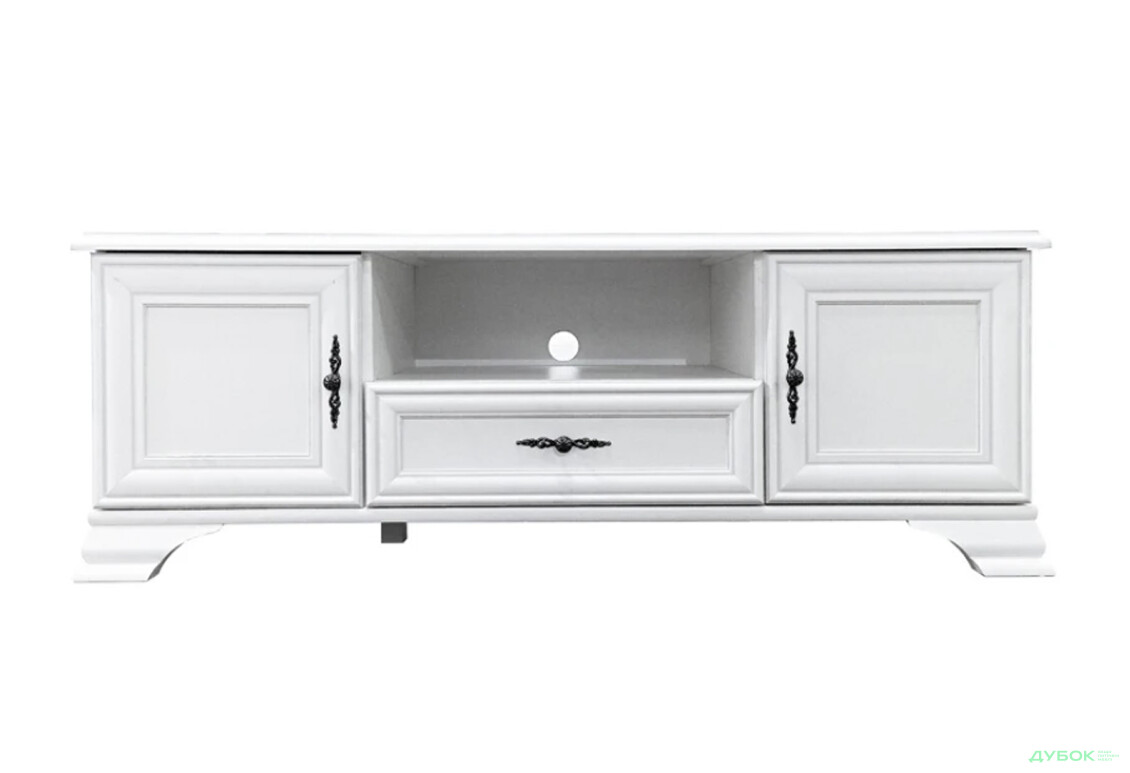 Тумба под ТВ ВМК Кентуки 2-дверная с ящиком 144 см Белая - Изображение 1 Изображение 1 - Тумба под ТВ ВМК Кентуки 2-дверная с ящиком 144 см Белая
