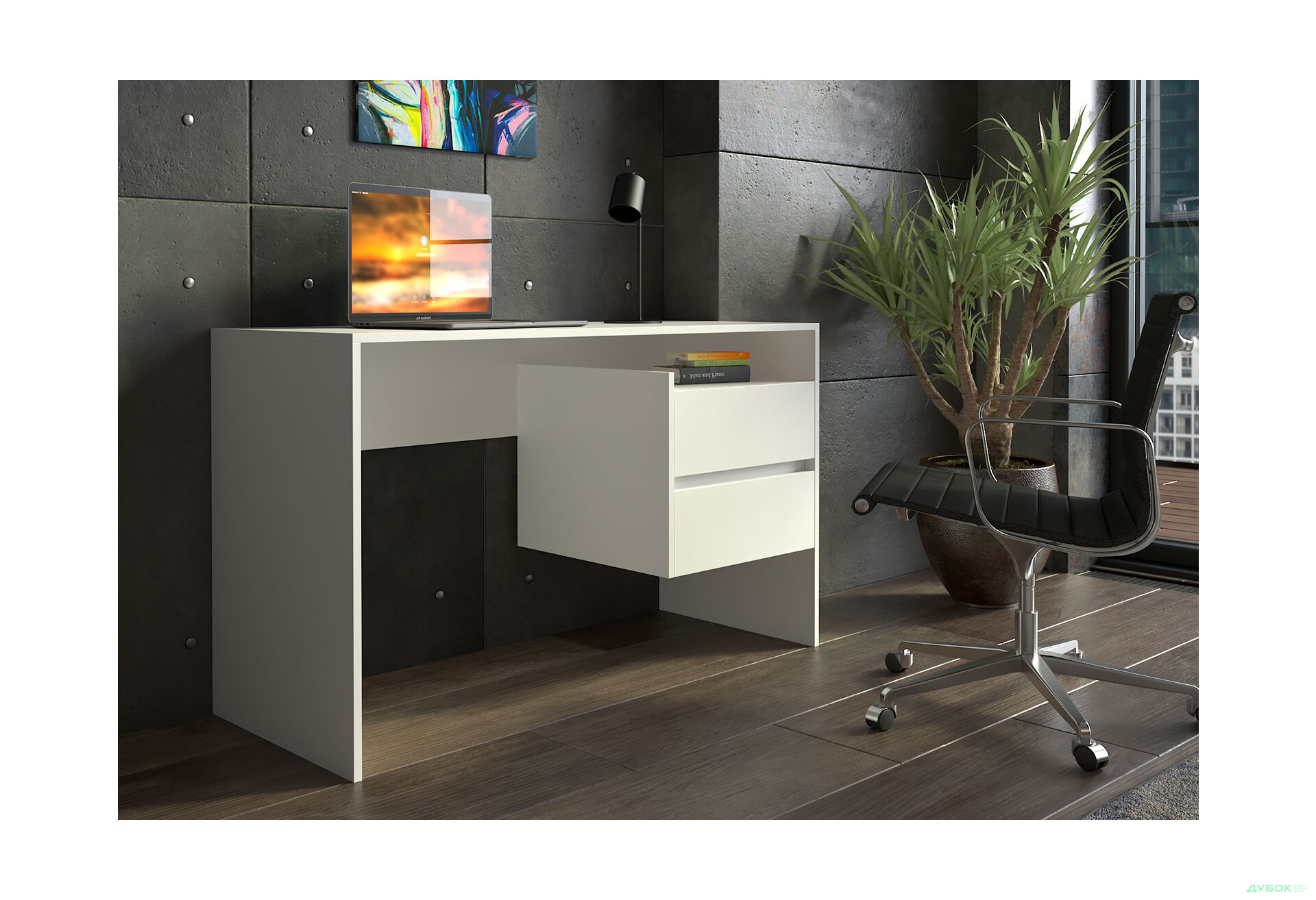 Зображення 2 - Стіл письмовий Moreli ST0006 125x52 см з шухлядами, білий