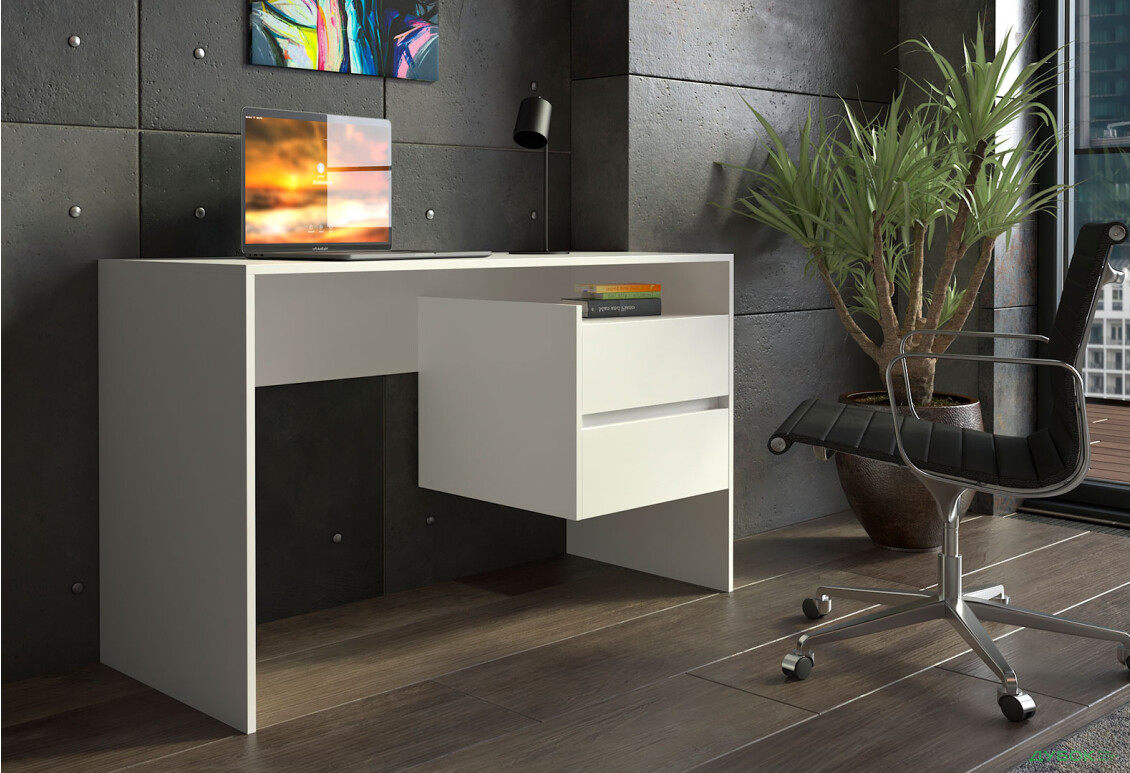 Зображення 2 - Стіл письмовий Moreli ST0006 125x52 см з шухлядами, білий