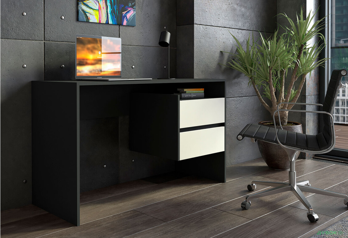 Изображение 2 - Стол письменный Moreli ST0006 125x52 см с ящиками, антрацит/белый