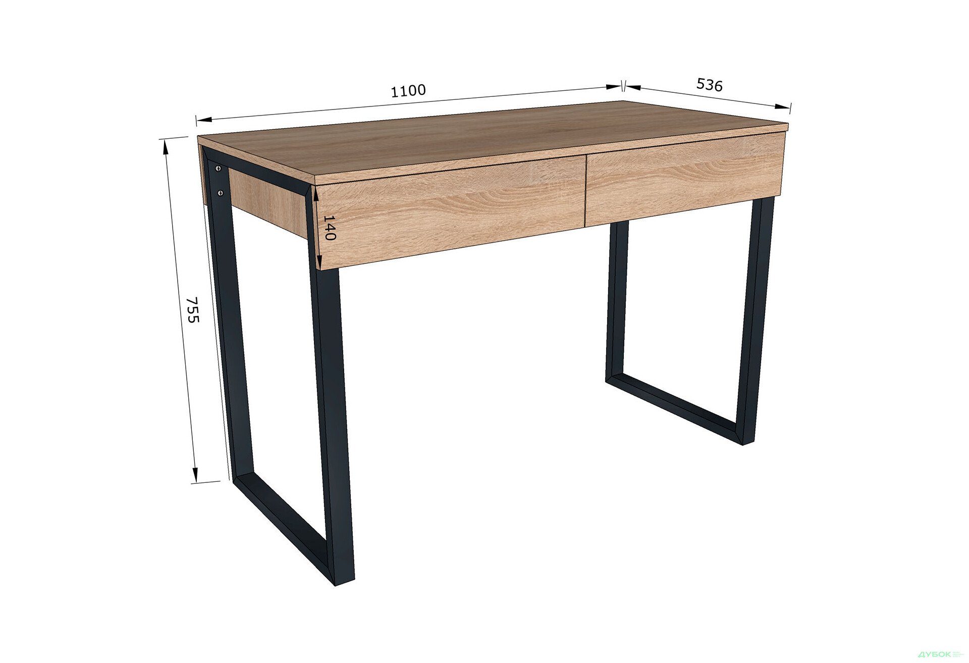 Стіл письмовий Moreli МХ0002 110x54 см з шухлядами, дуб сонома - Зображення 3 Зображення 3 - Стіл письмовий Moreli МХ0002 110x54 см з шухлядами, дуб сонома