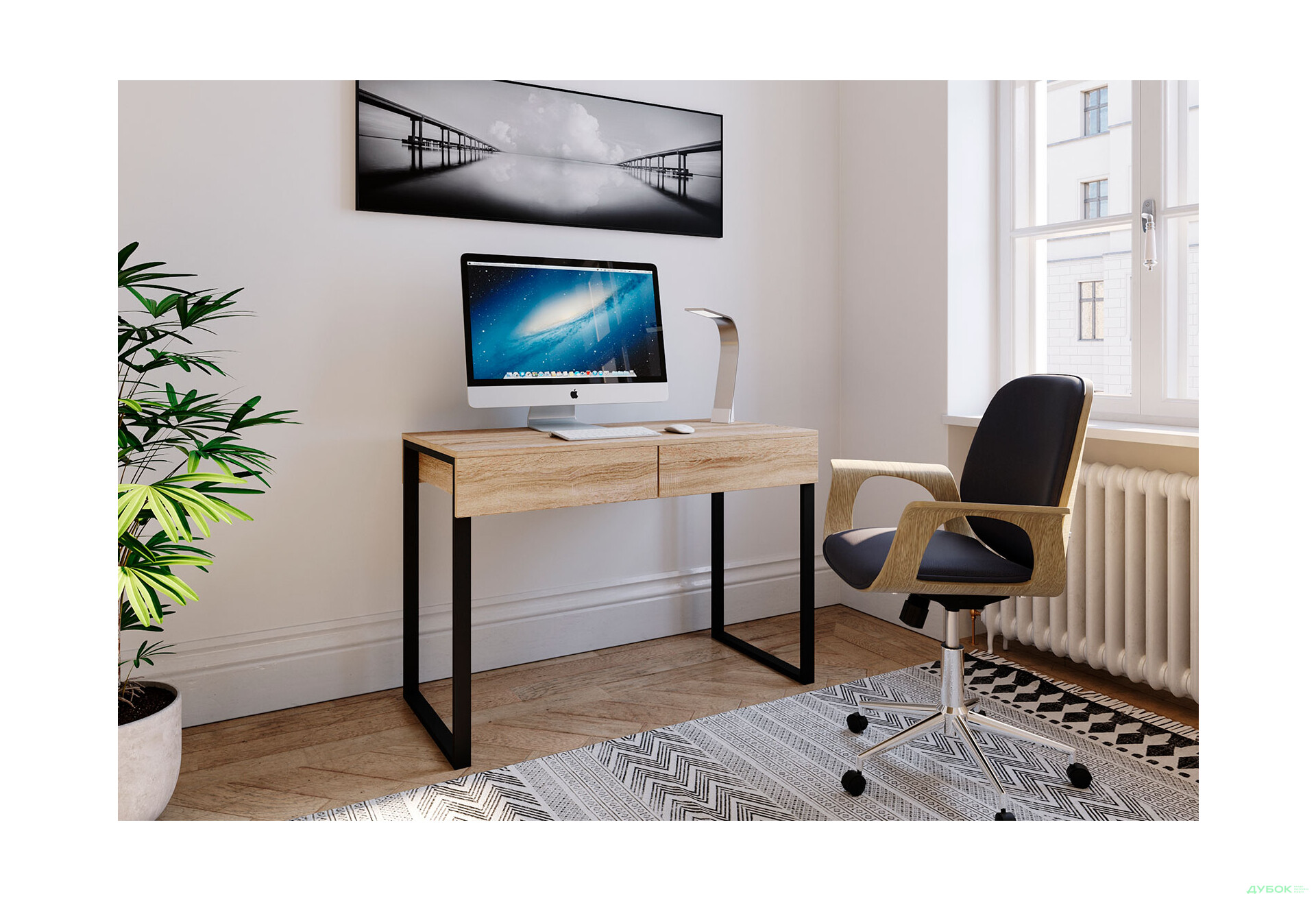 Стіл письмовий Moreli МХ0002 110x54 см з шухлядами, дуб сонома - Зображення 2 Зображення 2 - Стіл письмовий Moreli МХ0002 110x54 см з шухлядами, дуб сонома