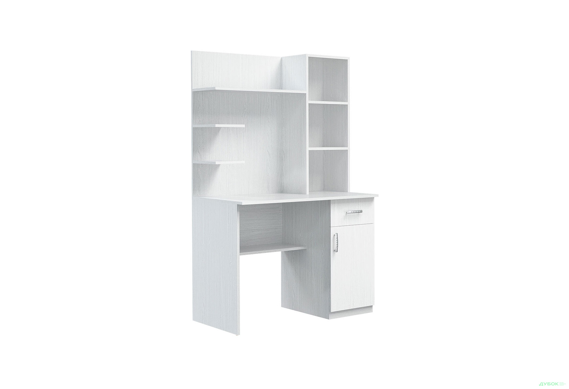 Стіл письмовий Київський стандарт Е6 СМ 100x60 см з тумбою, шухлядою і надставкою, білий структурний new - Зображення 1 Зображення 1 - Стіл письмовий Київський стандарт Е6 СМ 100x60 см з тумбою, шухлядою і надставкою, білий структурний new