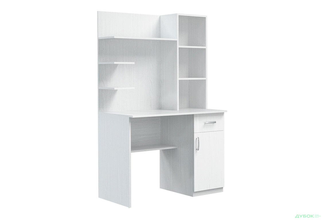 Стіл письмовий Київський стандарт Е6 СМ 100x60 см з тумбою, шухлядою і надставкою, білий структурний new - Зображення 1 Зображення 1 - Стіл письмовий Київський стандарт Е6 СМ 100x60 см з тумбою, шухлядою і надставкою, білий структурний new