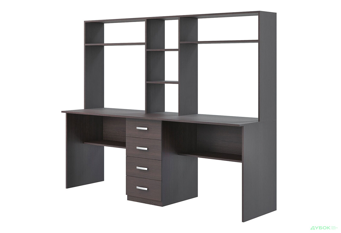 Стіл письмовий Київський стандарт Е3 СМ 200x60 см з шухлядами і надставкою, венге - Зображення 1 Зображення 1 - Стіл письмовий Київський стандарт Е3 СМ 200x60 см з шухлядами і надставкою, венге