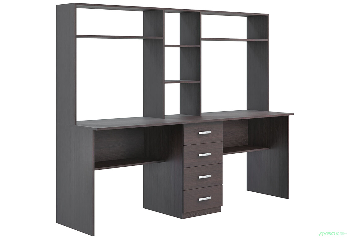 Стіл письмовий Київський стандарт Е3 СМ 200x60 см з шухлядами і надставкою, венге - Зображення 2 Зображення 2 - Стіл письмовий Київський стандарт Е3 СМ 200x60 см з шухлядами і надставкою, венге