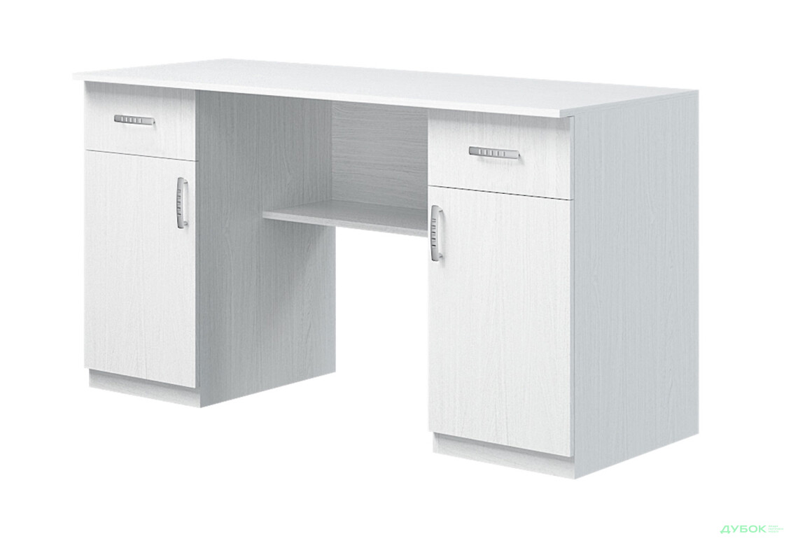 Стол письменный Киевский стандарт Е2 СМ 135x60 см с тумбами и ящиками, белый структурный new