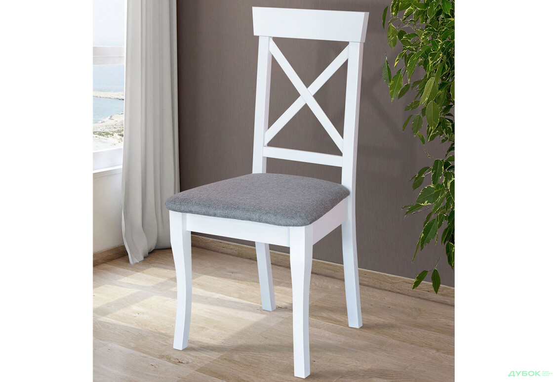 Стілець кухонний Модуль Люкс Сканді 44x47x94 см з високою спинкою, білий - Зображення 2 Зображення 2 - Стілець кухонний Модуль Люкс Сканді 44x47x94 см з високою спинкою, білий