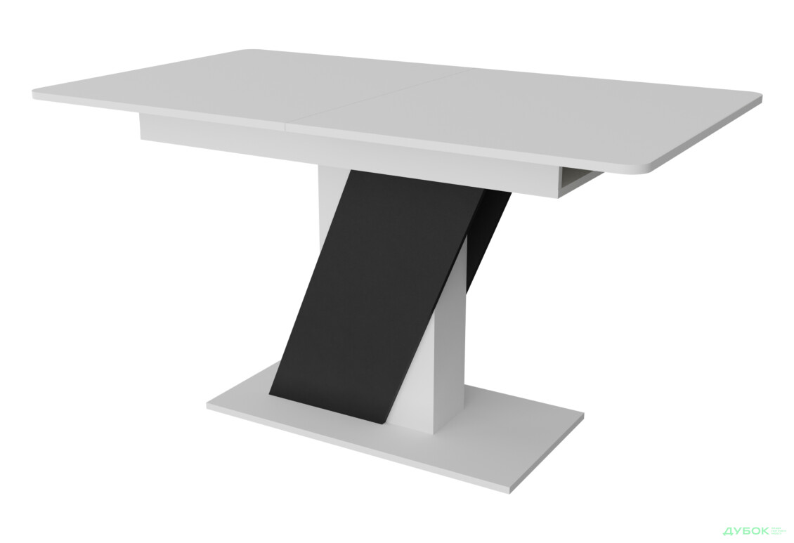 Стол обеденный Неман Теч 140x80 см раскладной, белый / графит