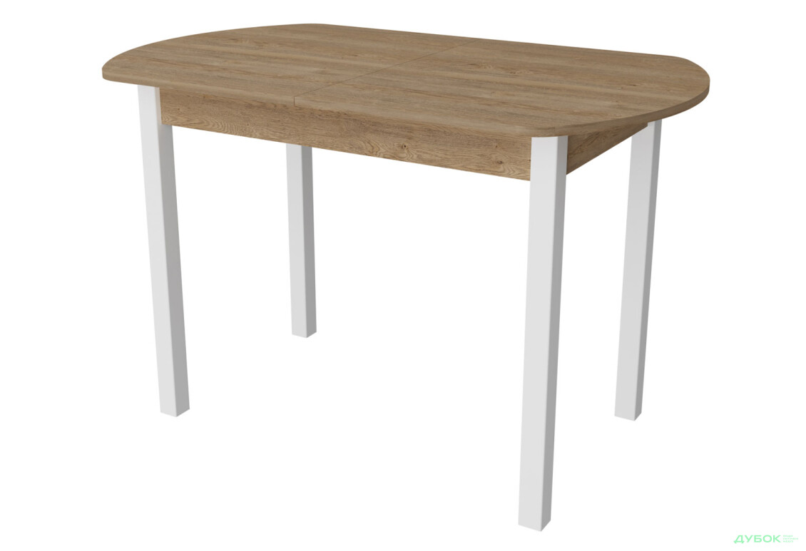 Стол обеденный Неман Модерн 116x68 см раскладной, дуб песочный / белый