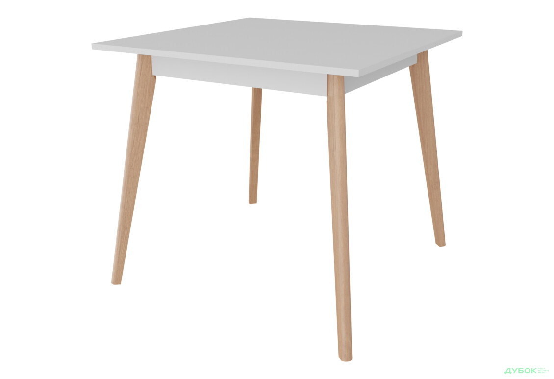 Стіл обідній Неман Бон ДСП 78x78 см, білий / вільха (лак) - Зображення 1 Зображення 1 - Стіл обідній Неман Бон ДСП 78x78 см, білий / вільха (лак)