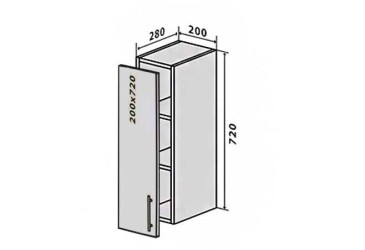В1 Полиці + фасад петлі 200х720 Моно VIP-master
