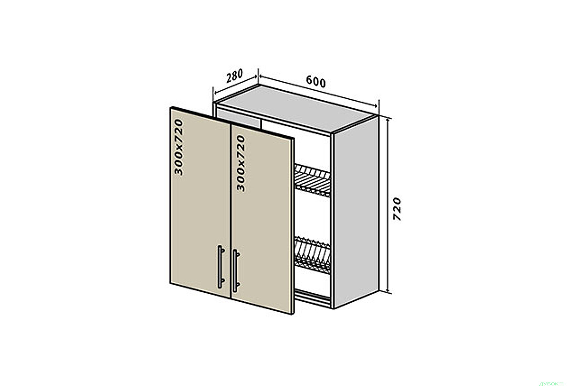 В7 Тумба Сушка 2Д 60 Моно VIP-master - Зображення 1 Зображення 1 - В7 Тумба Сушка 2Д 60 Моно VIP-master