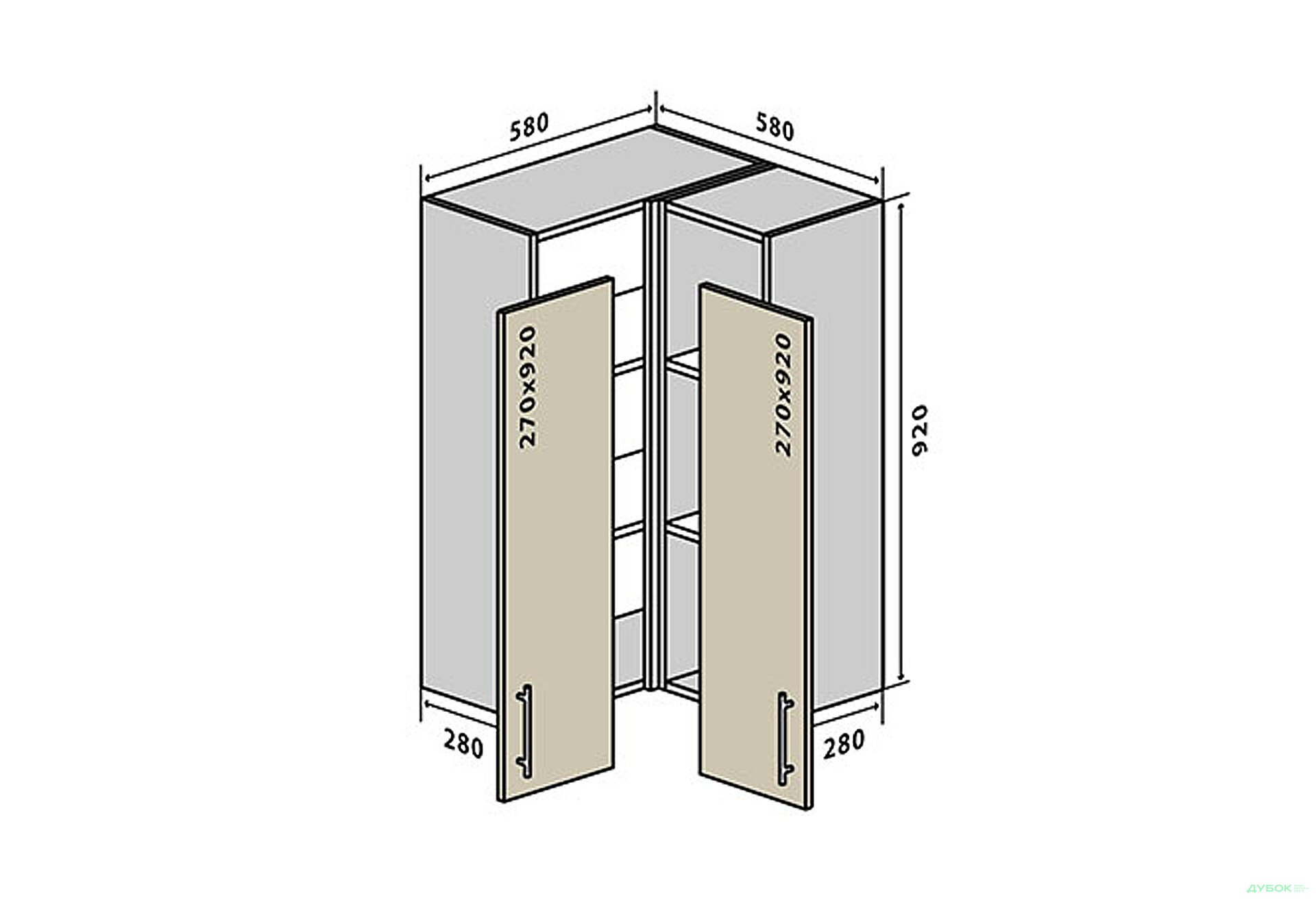 В58 Тумба кутова 58 Моно VIP-master - Зображення 1 Зображення 1 - В58 Тумба кутова 58 Моно VIP-master