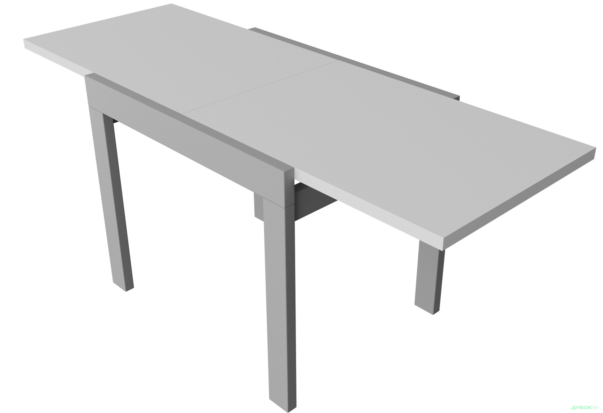 Стіл обідній Неман Корс 89x69 см розкладний, білий, ніжки сірі - Зображення 2 Зображення 2 - Стіл обідній Неман Корс 89x69 см розкладний, білий, ніжки сірі