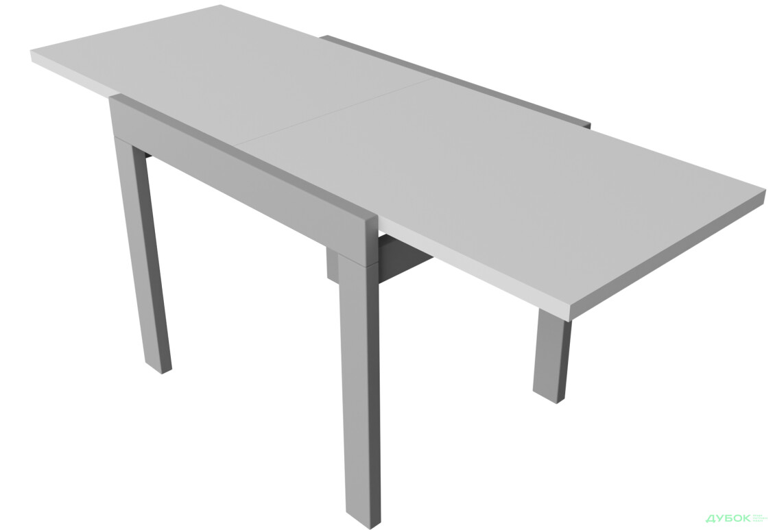 Стіл обідній Неман Корс 89x69 см розкладний, білий, ніжки сірі - Зображення 2 Зображення 2 - Стіл обідній Неман Корс 89x69 см розкладний, білий, ніжки сірі