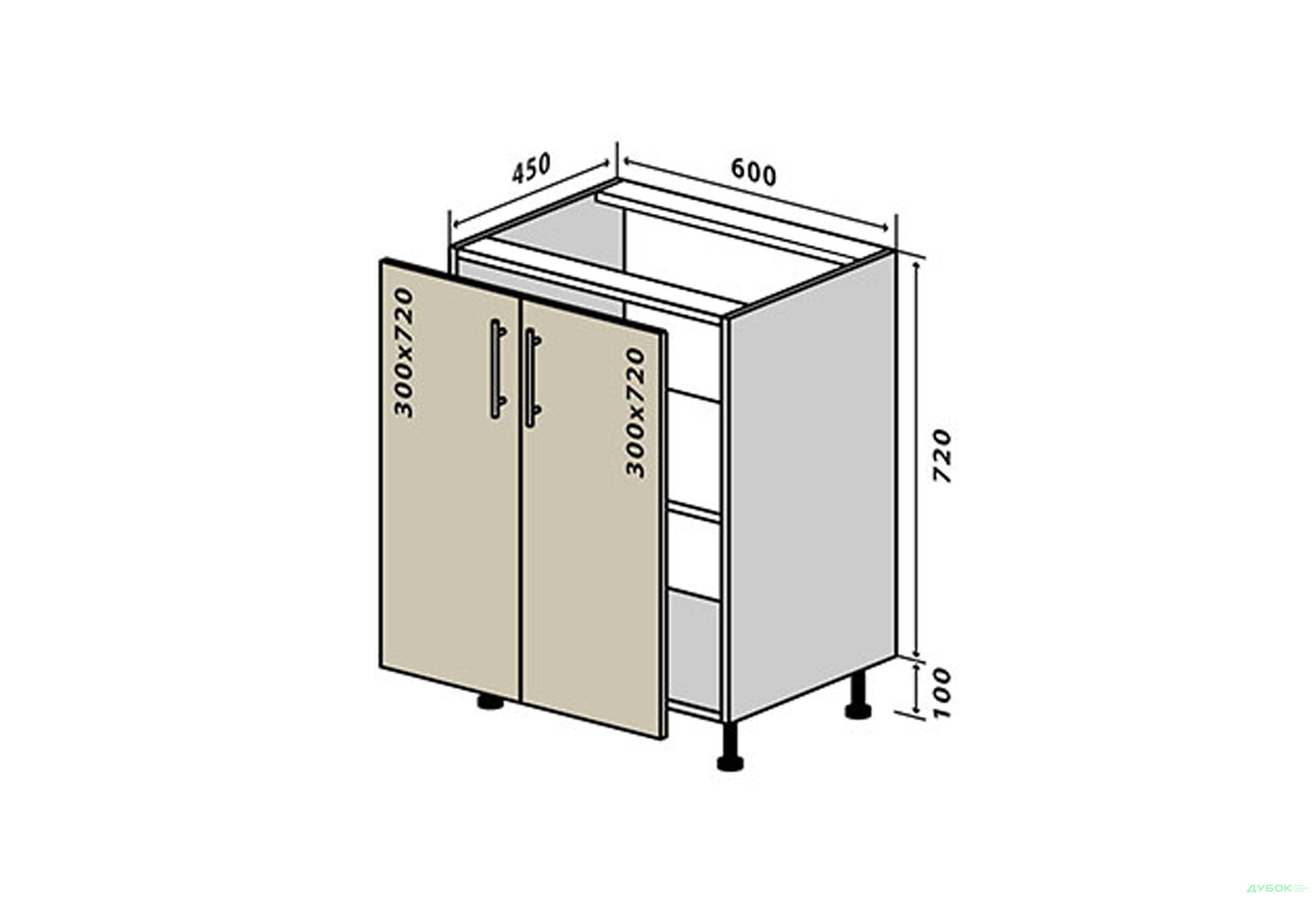 Н6 Тумба 2Д 60 Моно VIP-master - Зображення 1 Зображення 1 - Н6 Тумба 2Д 60 Моно VIP-master