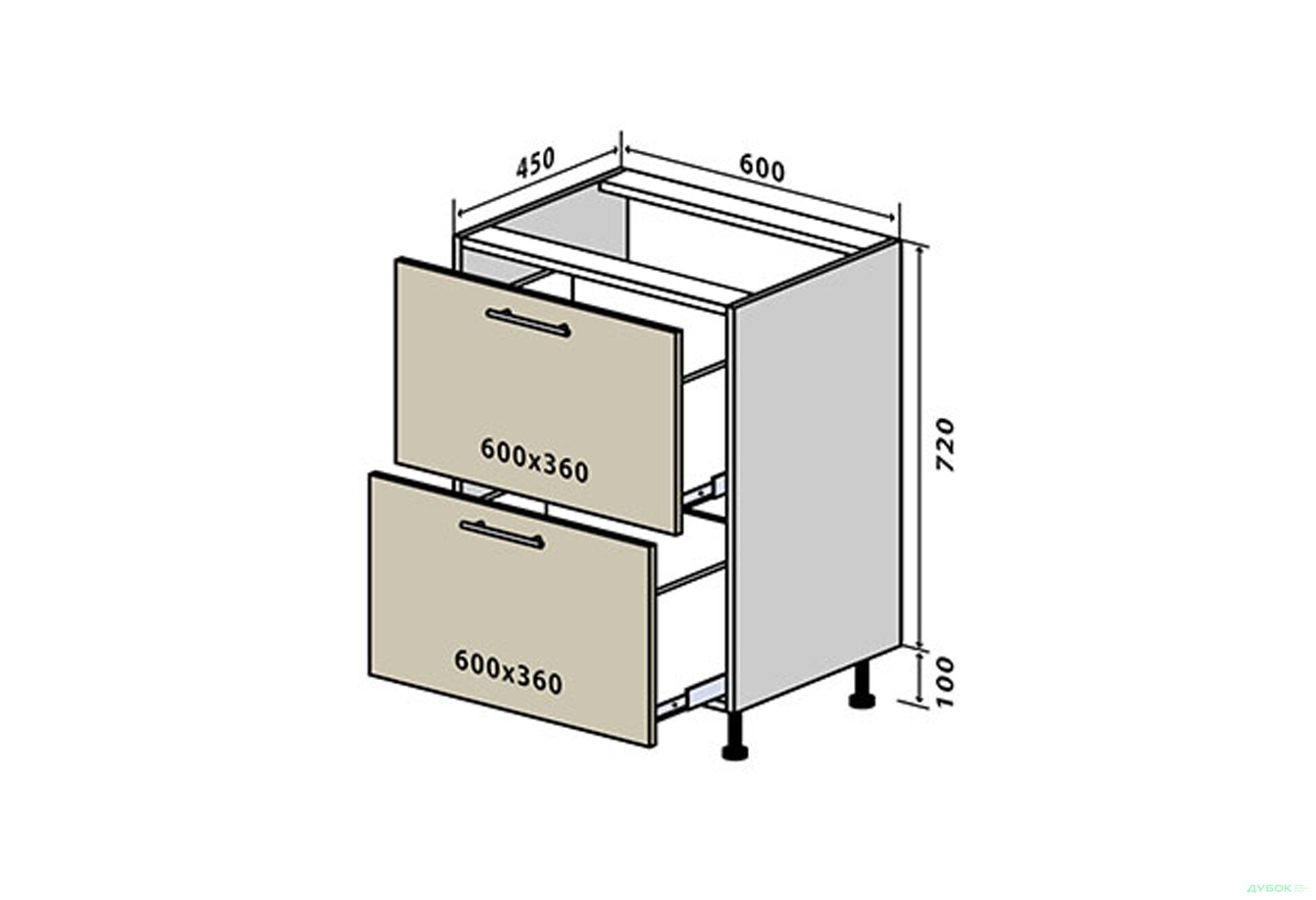 Изображение 1 - Н10 Тумба 2Ш 60 Моно Вип-Мастер