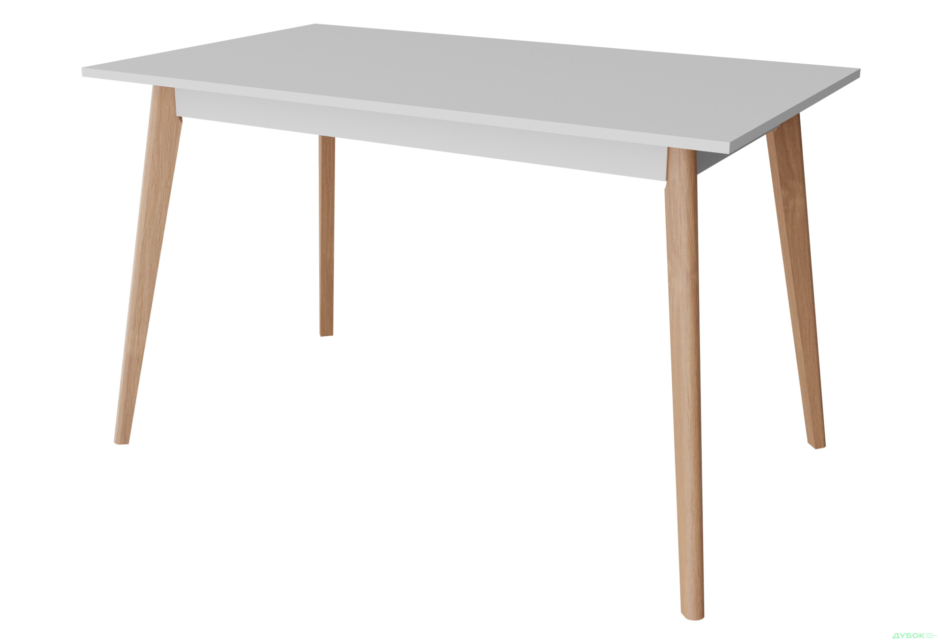 Стіл обідній Неман Бон ДСП 118x68 см, білий / вільха (лак) - Зображення 1 Зображення 1 - Стіл обідній Неман Бон ДСП 118x68 см, білий / вільха (лак)