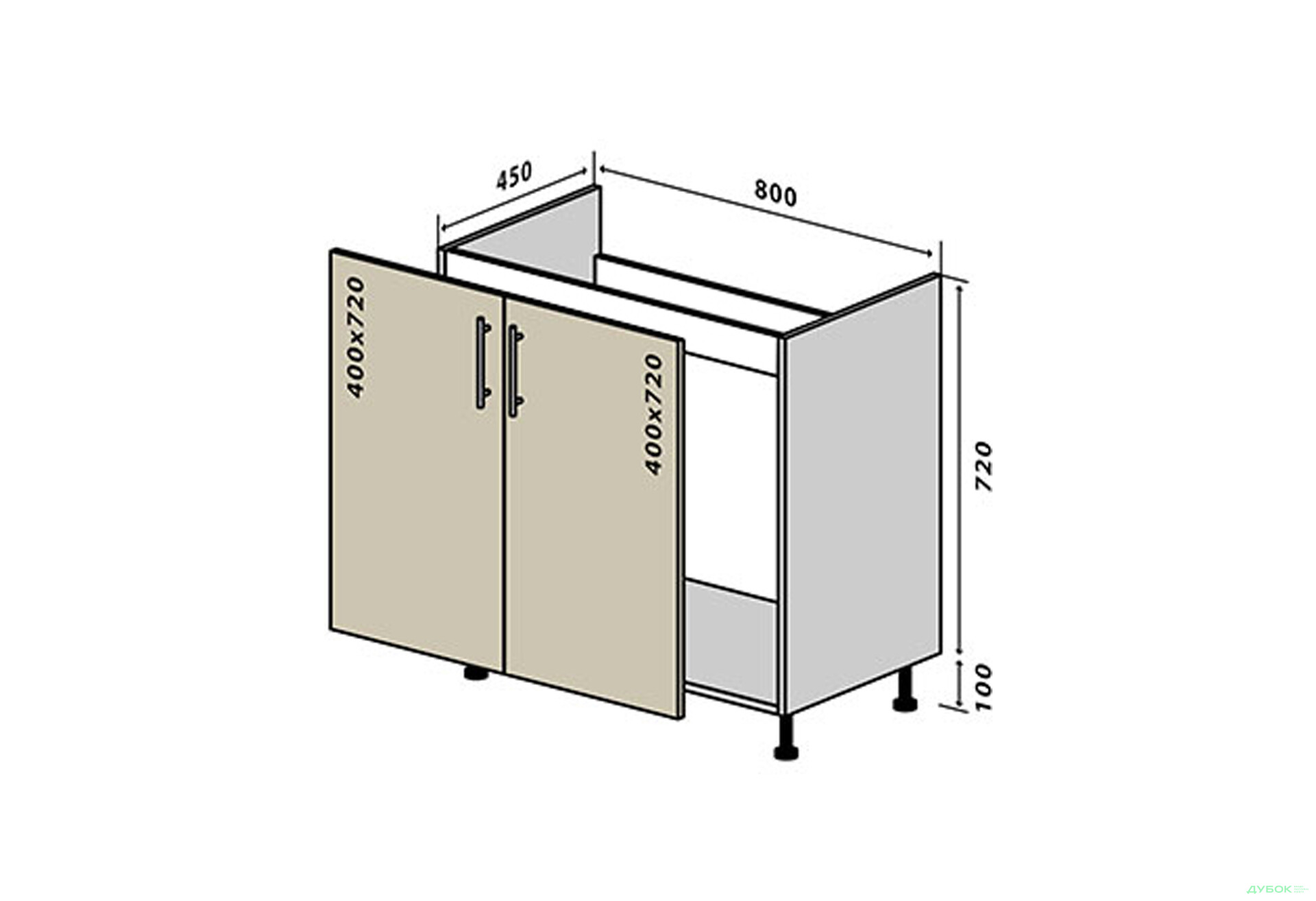 Зображення 1 - Н14 Тумба мийка 2Д 80 Моно VIP-master