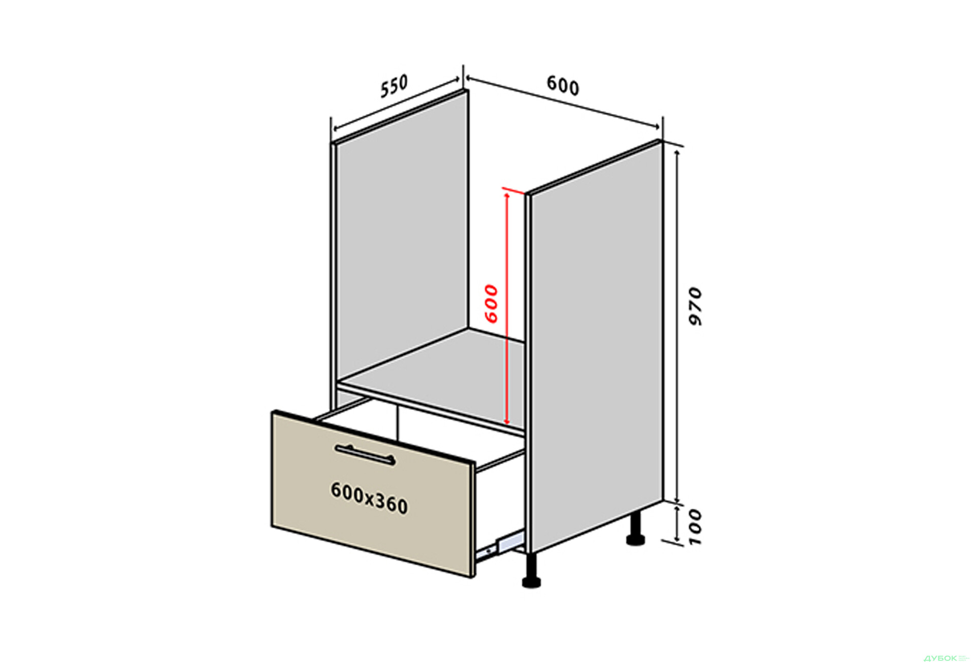 Изображение 1 - Н32 Тумба для духовки 1Ш New Моно Вип-Мастер