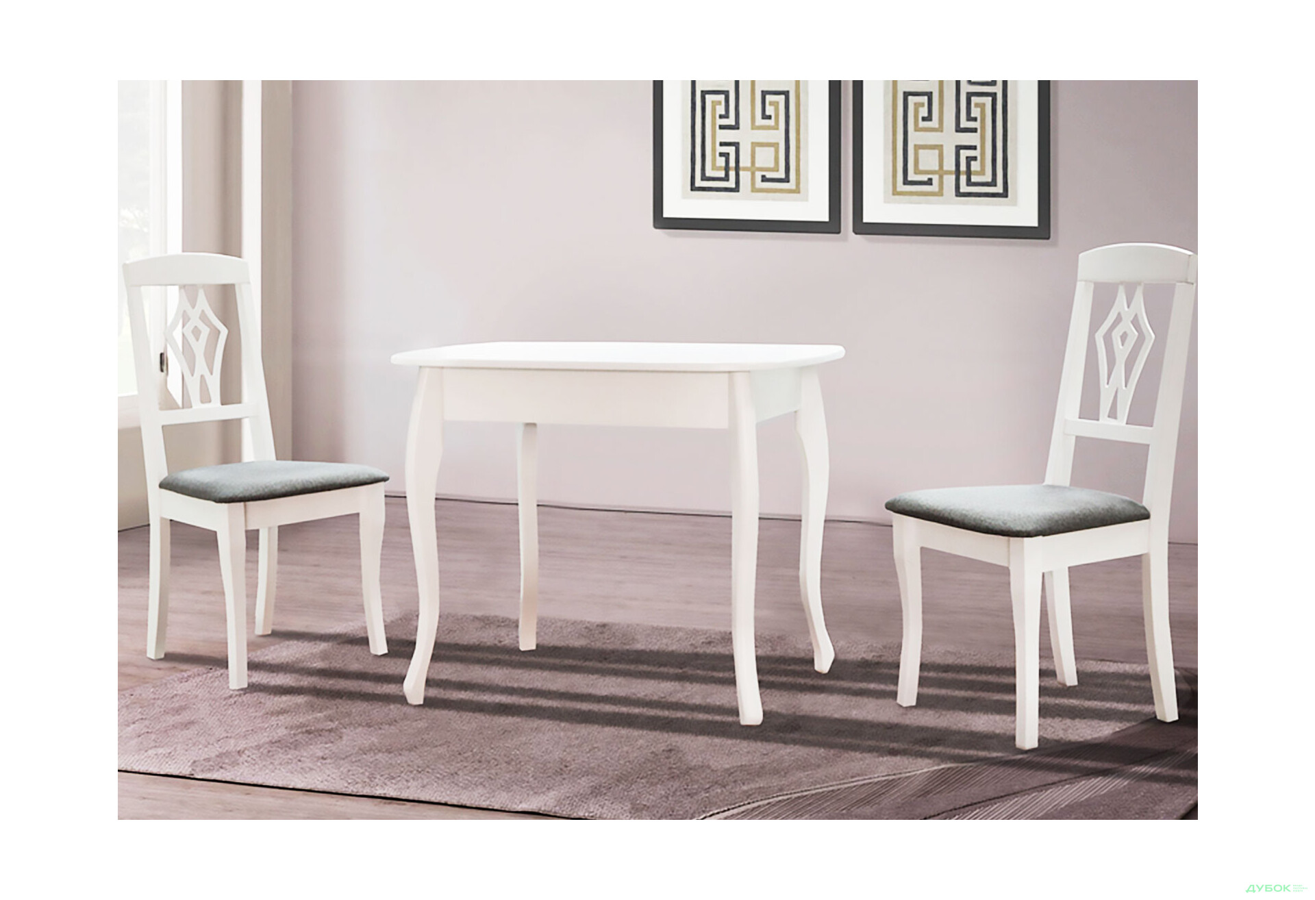 Стіл обідній Модуль Люкс Кантрі 93x67 см розкладний, білий - Зображення 2 Зображення 2 - Стіл обідній Модуль Люкс Кантрі 93x67 см розкладний, білий