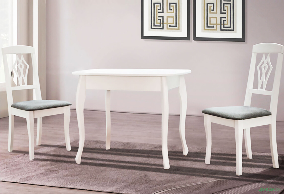 Стіл обідній Модуль Люкс Кантрі 93x67 см розкладний, білий - Зображення 2 Зображення 2 - Стіл обідній Модуль Люкс Кантрі 93x67 см розкладний, білий