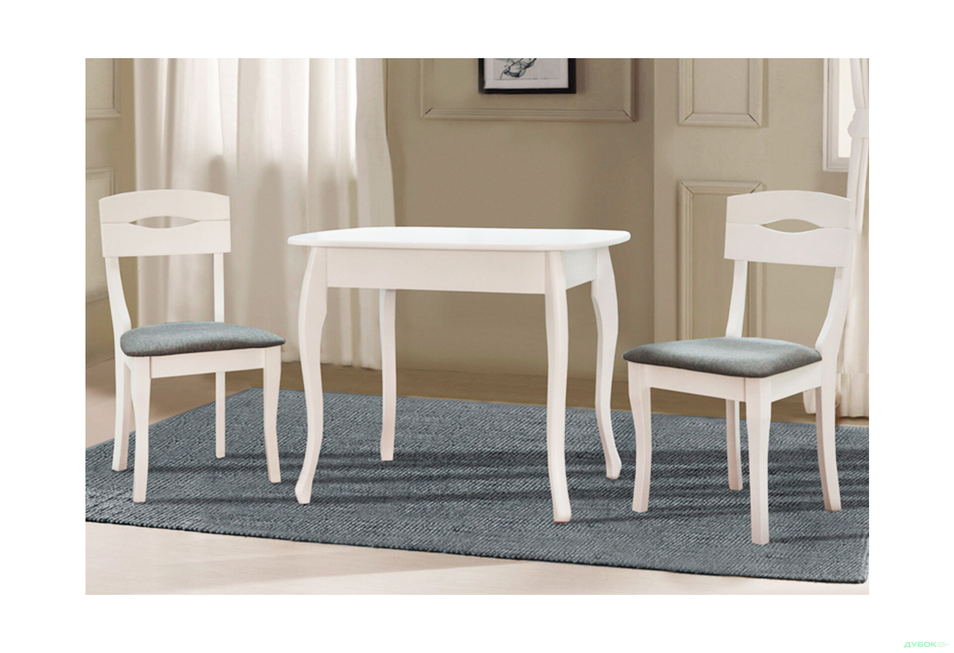 Стіл обідній Модуль Люкс Кантрі 93x67 см розкладний, білий - Зображення 3 Зображення 3 - Стіл обідній Модуль Люкс Кантрі 93x67 см розкладний, білий