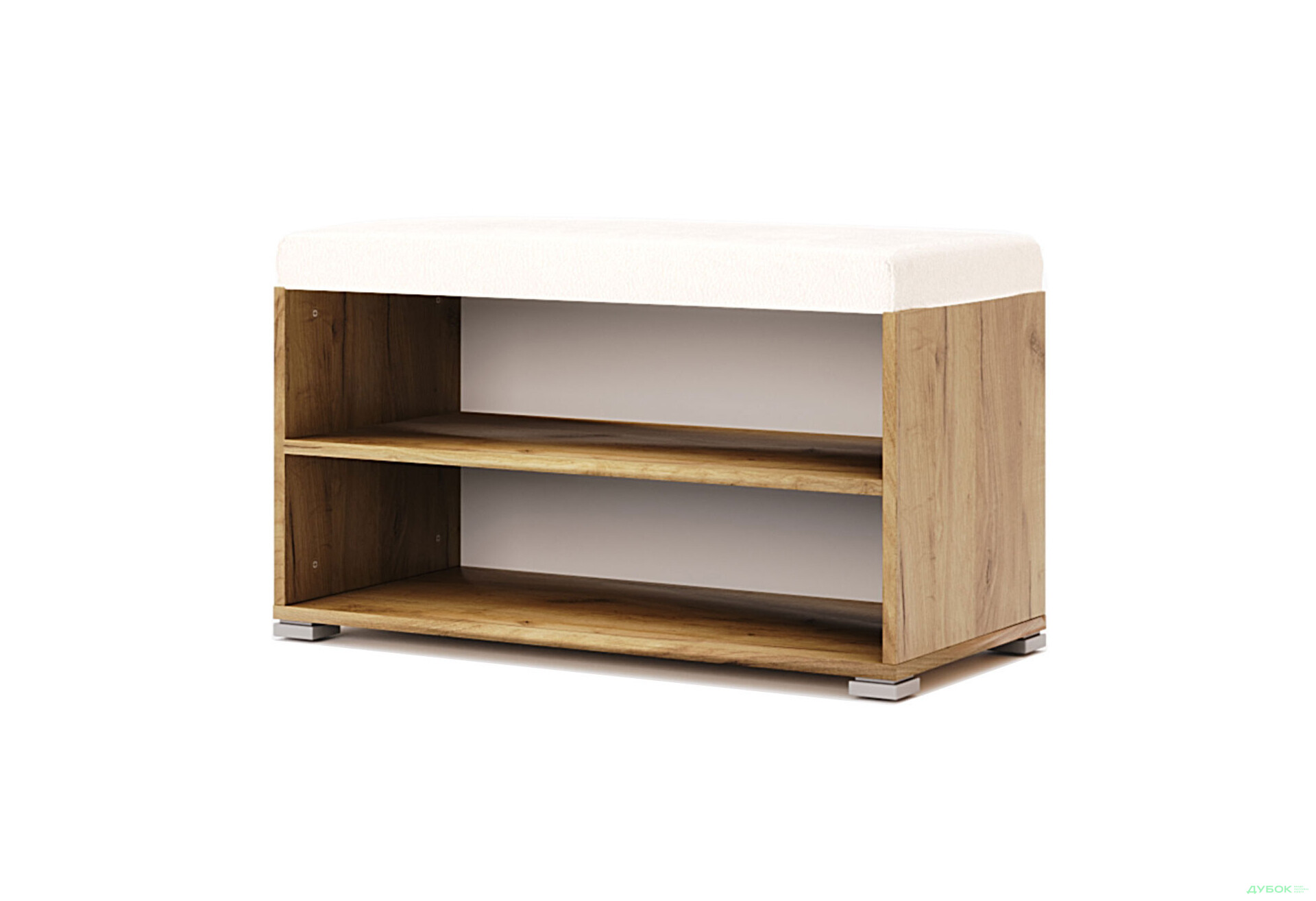 Тумба для обуви Асти MiroMark с двумя полками и сиденьем 80 см, дуб крафт - Изображение 1 Изображение 1 - Тумба для обуви Асти MiroMark с двумя полками и сиденьем 80 см, дуб крафт