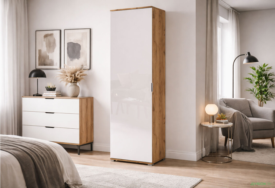 Зображення 2 - Шафа MiroMark Асті 1-дверна 60 см Дуб крафт / Білий