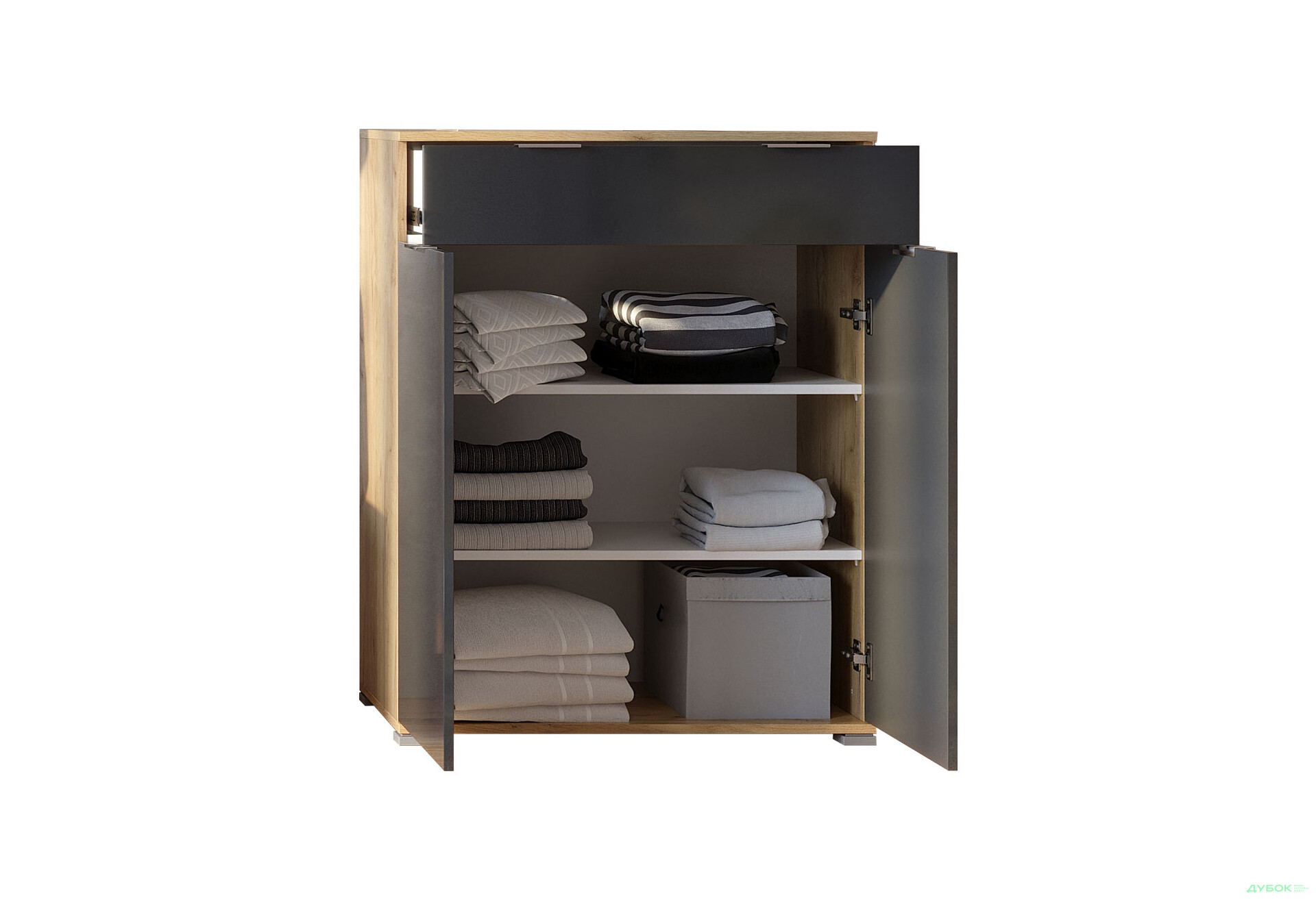 Комод MiroMark Луна 2-дверний з 1 шухлядою 80 см, Лава / Дуб крафт - Зображення 4 Зображення 4 - Комод MiroMark Луна 2-дверний з 1 шухлядою 80 см, Лава / Дуб крафт