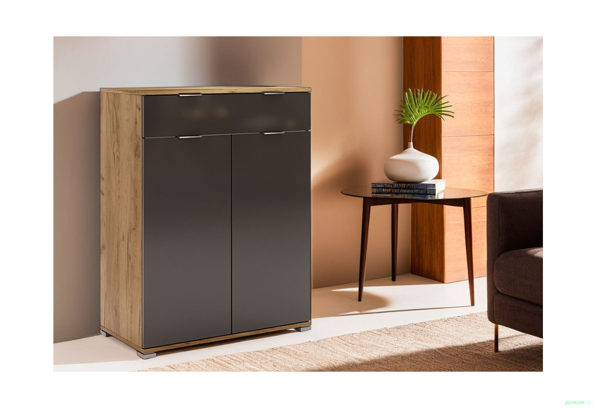 Комод MiroMark Луна 2-дверний з 1 шухлядою 80 см, Лава / Дуб крафт - Зображення 2 Зображення 2 - Комод MiroMark Луна 2-дверний з 1 шухлядою 80 см, Лава / Дуб крафт