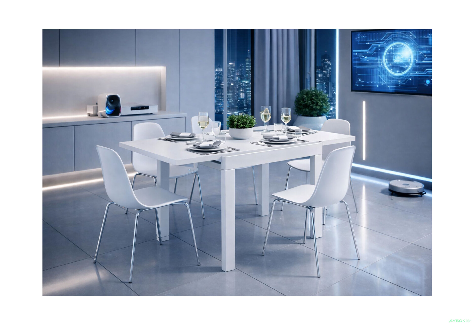 Изображение 2 - Стол-трансформер Art In Head Корс 178x69 см, белый диамант KS / белый