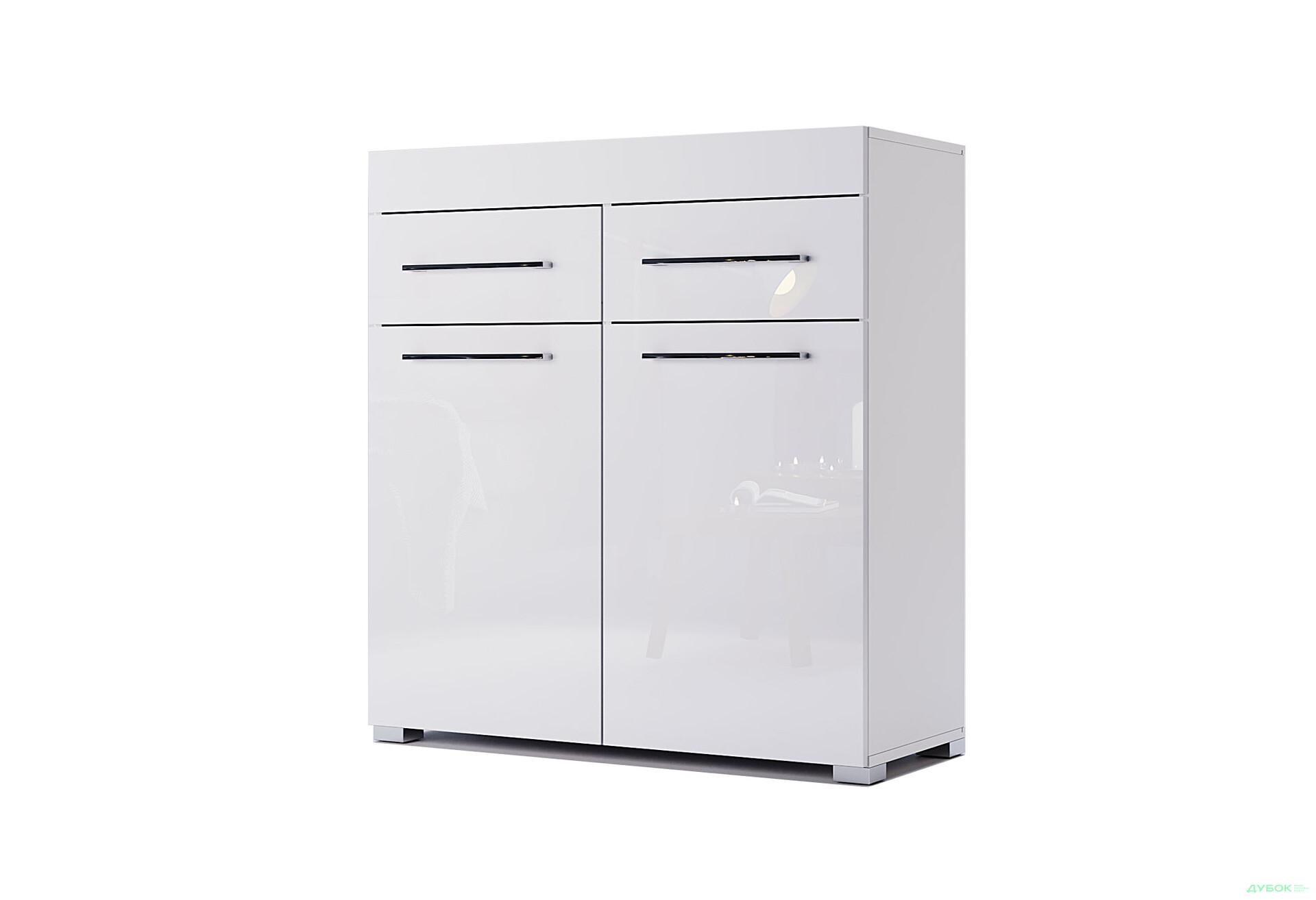 Изображение 1 - Комод MiroMark Аманда 2-дверный с 2 ящиками 90 см, глянец белый