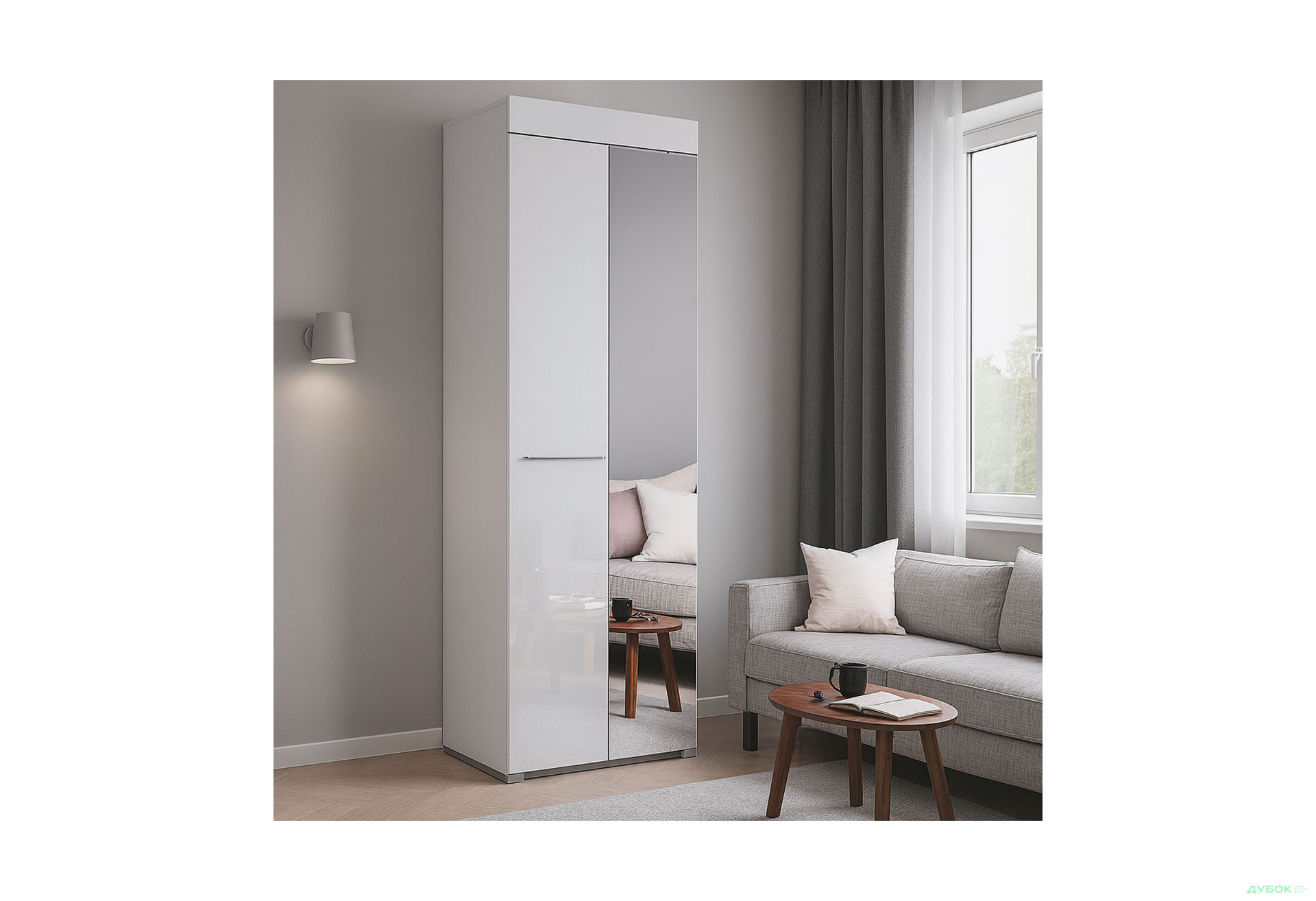 Изображение 2 - Шкаф MiroMark Аманда 2-дверный с зеркалом 75 см, глянец белый