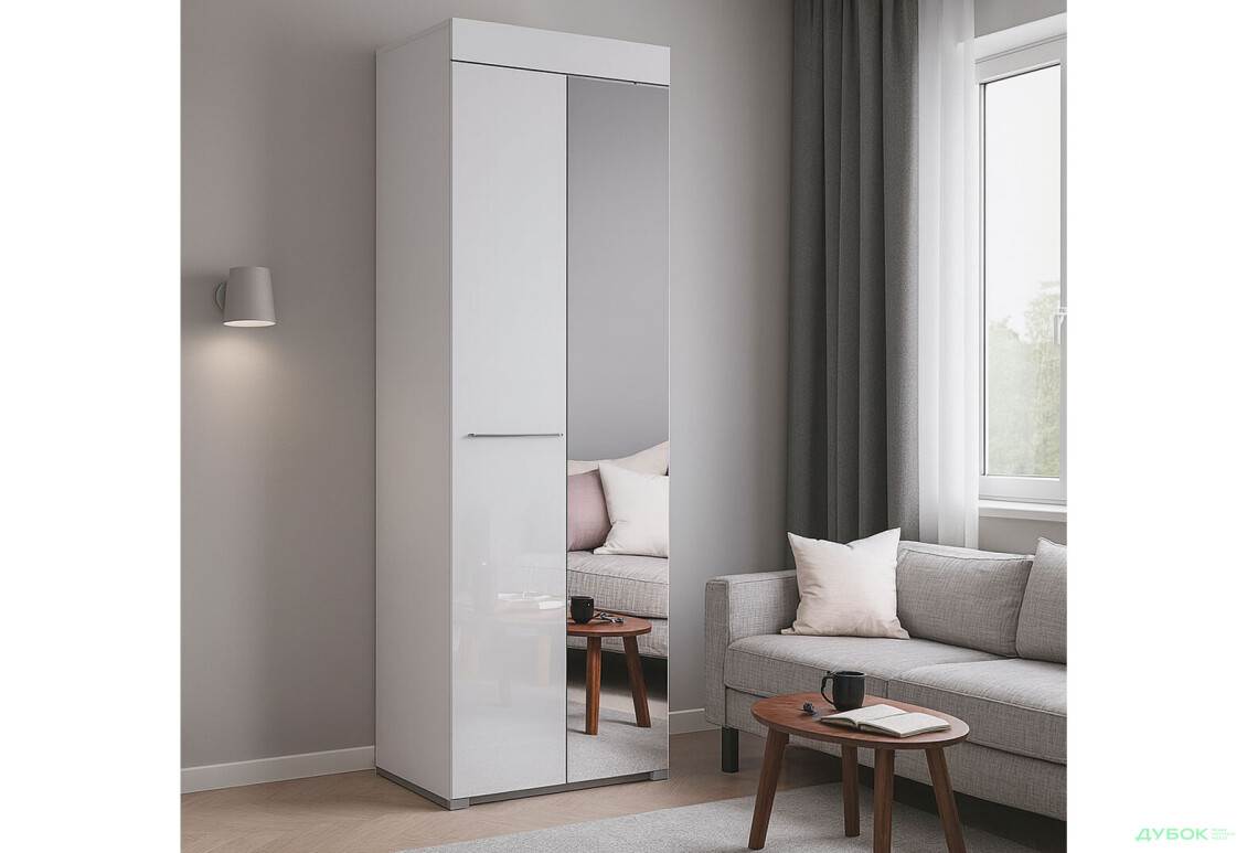 Изображение 2 - Шкаф MiroMark Аманда 2-дверный с зеркалом 75 см, глянец белый