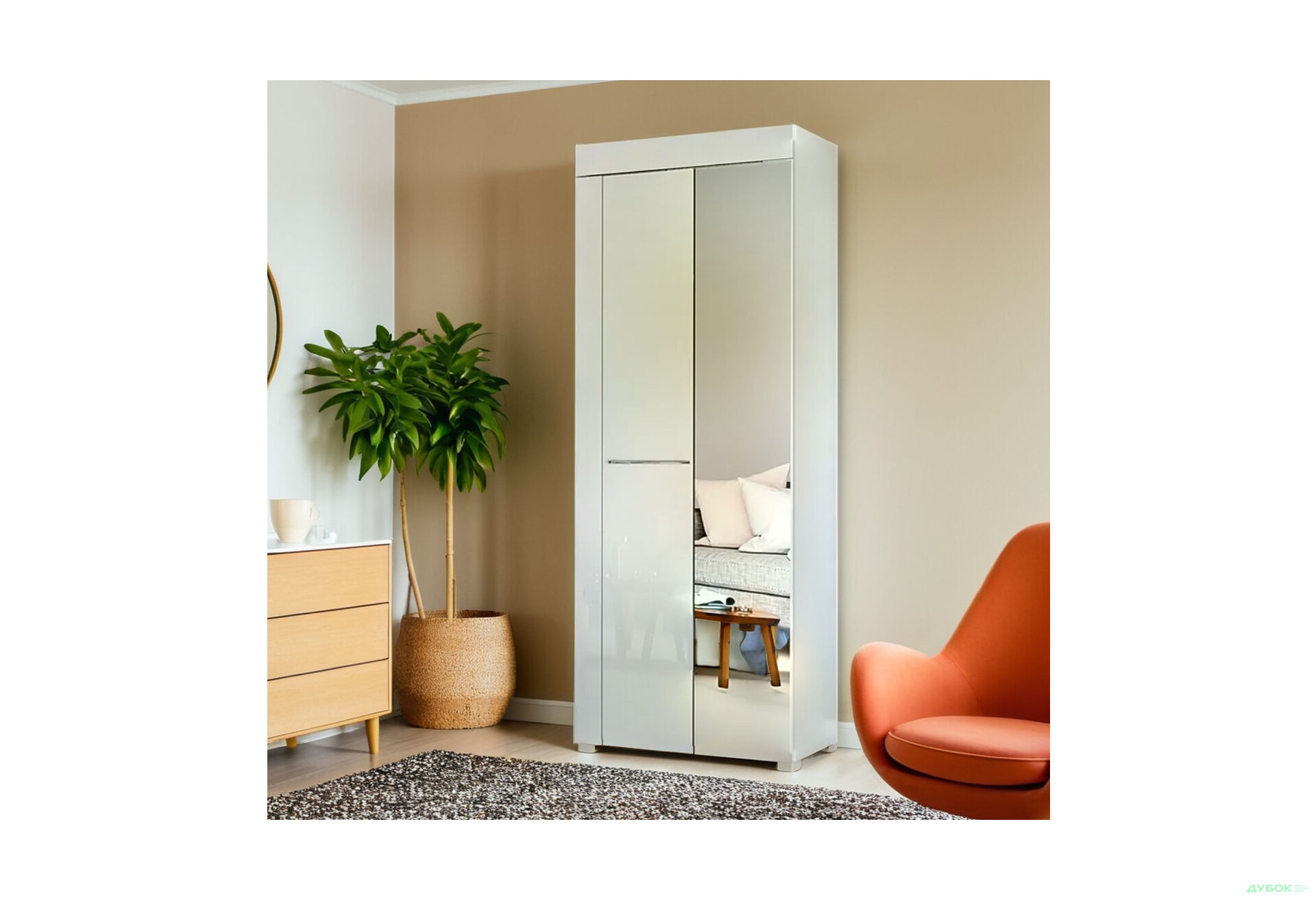 Изображение 2 - Шкаф MiroMark Аманда 2-дверный с зеркалом 75 см, глянец белый