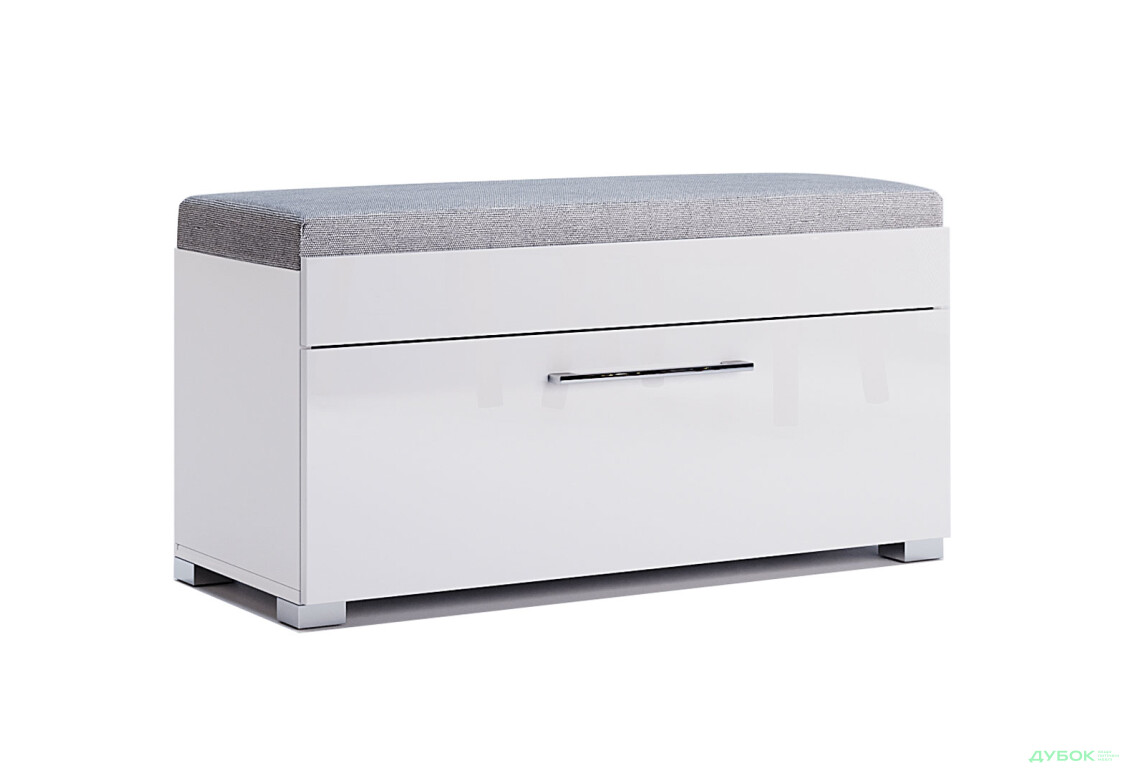 Тумба для взуття Аманда MiroMark з одною дверкою та сидінням 90 см, глянець білий - Зображення 2 Зображення 2 - Тумба для взуття Аманда MiroMark з одною дверкою та сидінням 90 см, глянець білий