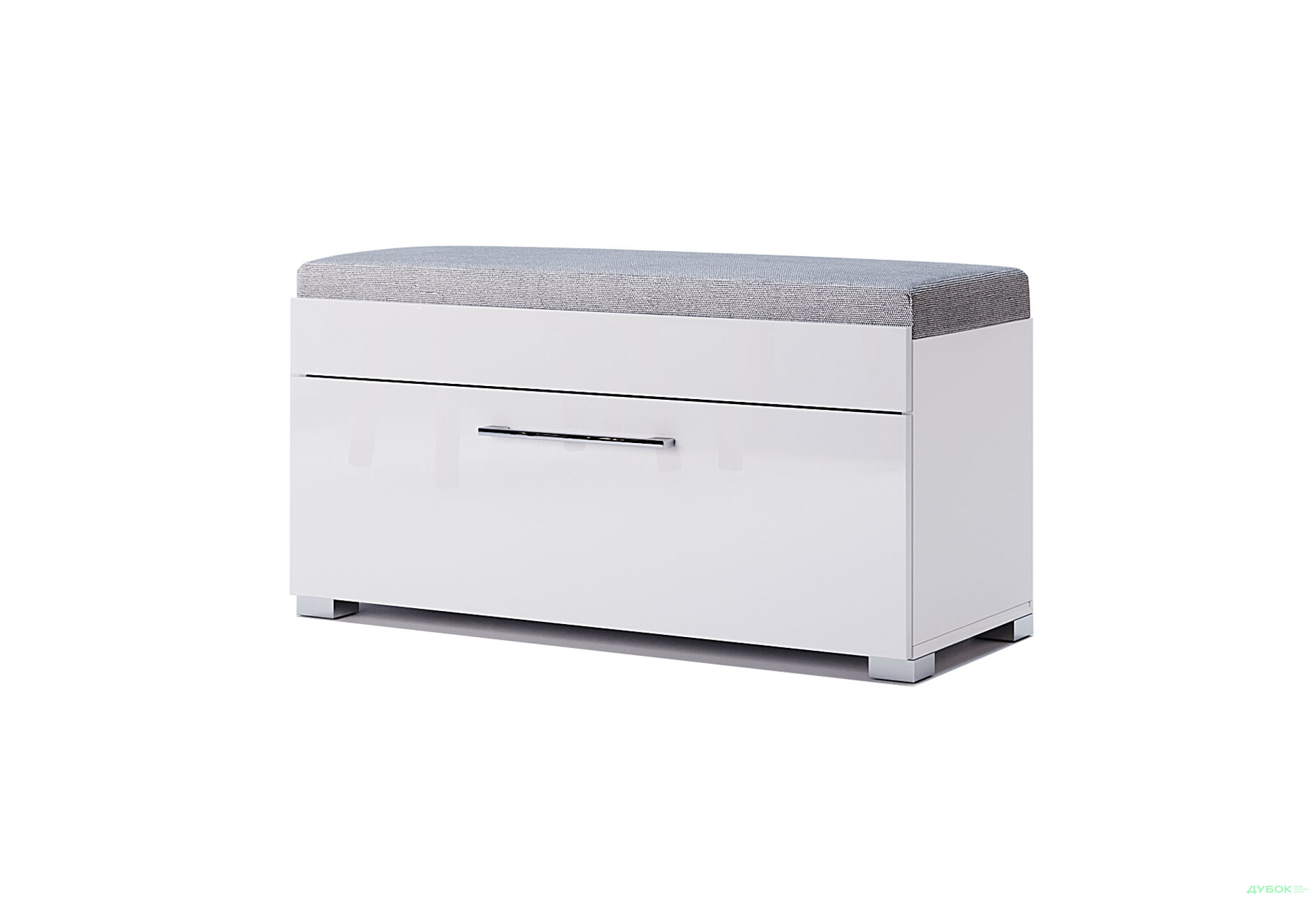 Тумба для взуття Аманда MiroMark з одною дверкою та сидінням 90 см, глянець білий - Зображення 1 Зображення 1 - Тумба для взуття Аманда MiroMark з одною дверкою та сидінням 90 см, глянець білий