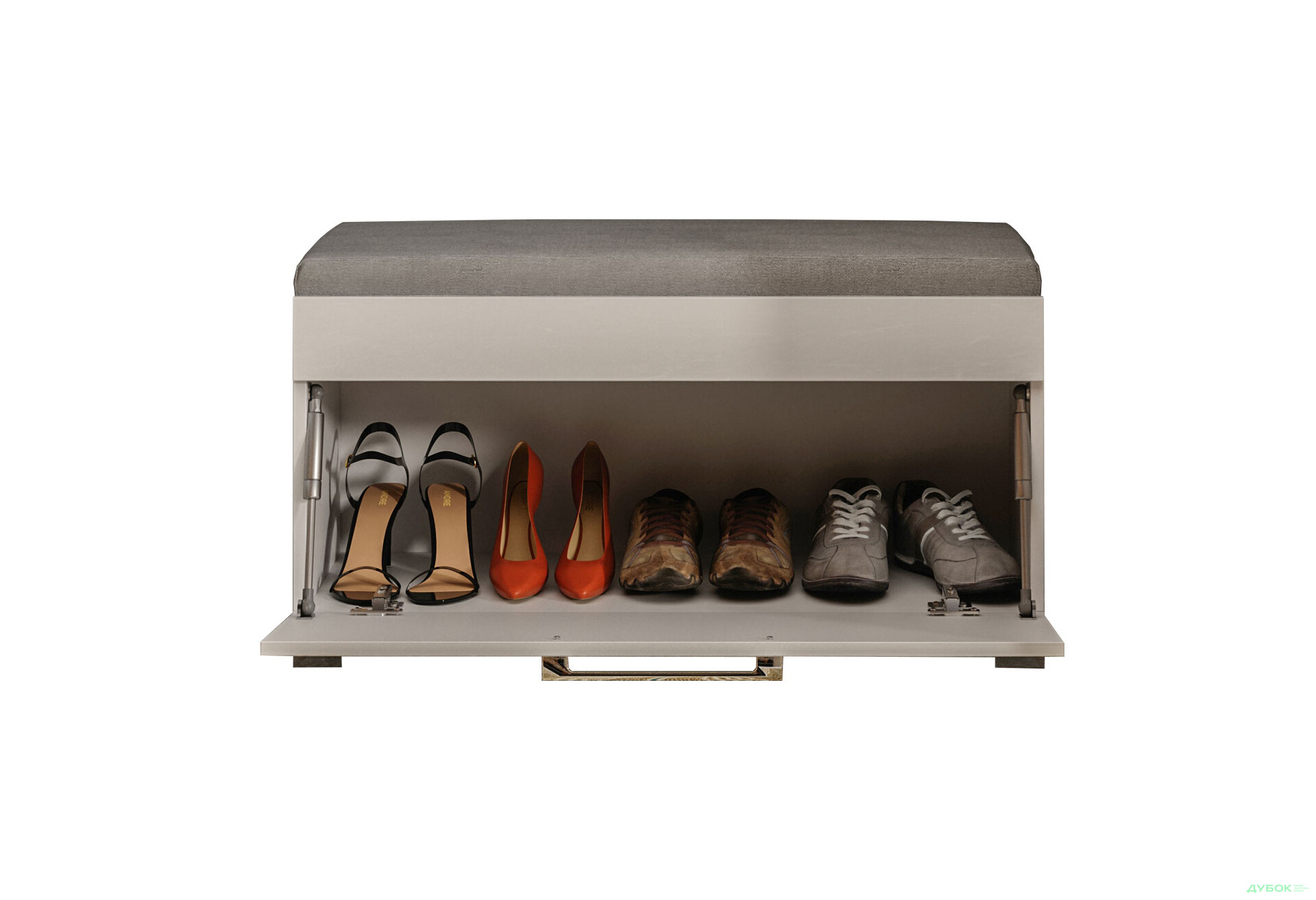 Тумба для взуття Аманда MiroMark з одною дверкою та сидінням 90 см, глянець білий - Зображення 3 Зображення 3 - Тумба для взуття Аманда MiroMark з одною дверкою та сидінням 90 см, глянець білий