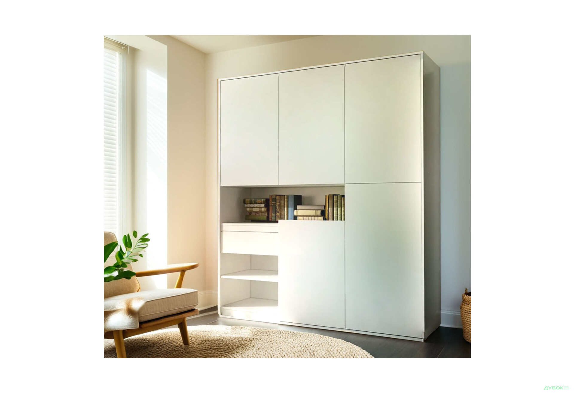 Шафа Moreli RS-2 з полицями, дверцятами та шухлядою 184 см, біла - Зображення 2 Зображення 2 - Шафа Moreli RS-2 з полицями, дверцятами та шухлядою 184 см, біла