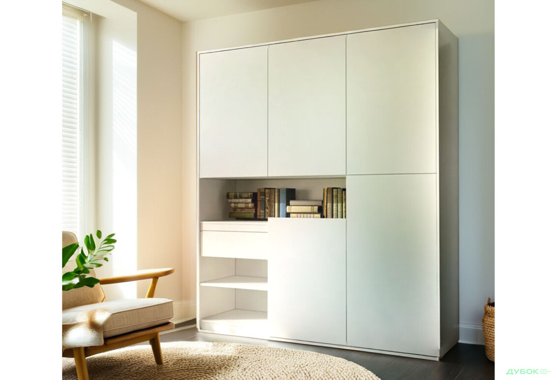 Шафа Moreli RS-2 з полицями, дверцятами та шухлядою 184 см, біла - Зображення 2 Зображення 2 - Шафа Moreli RS-2 з полицями, дверцятами та шухлядою 184 см, біла